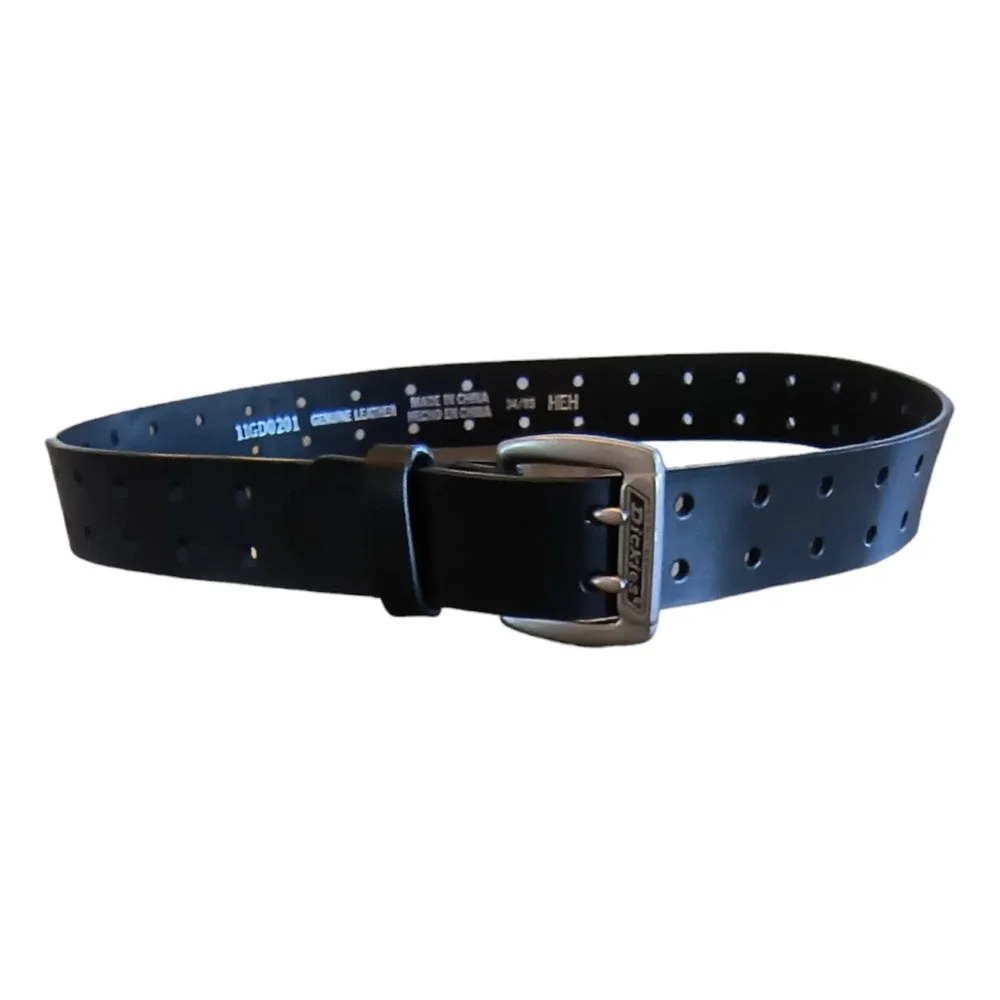 Dickies Leather Belt Men's Size 34 Dark Brown /Black Perforated Belt Adjustable